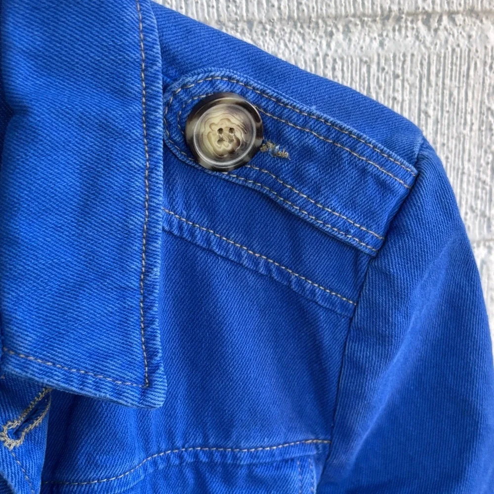 Free People Denim Cobalt Blue Cotton Jacket sz XS - Picture 5 of 8